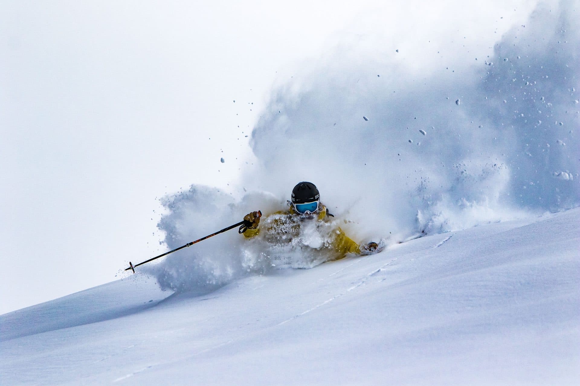 Deep powder skiing in Little Cottonwood Canyon near Snowbird and Alta